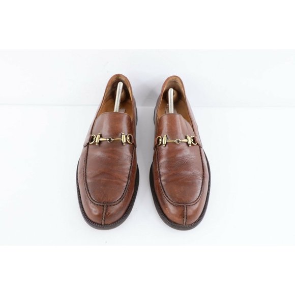 Vintage Mezlan Mens Size 10.5 M Horse Bit Leather Loafers Dress Shoes Brown main image 10